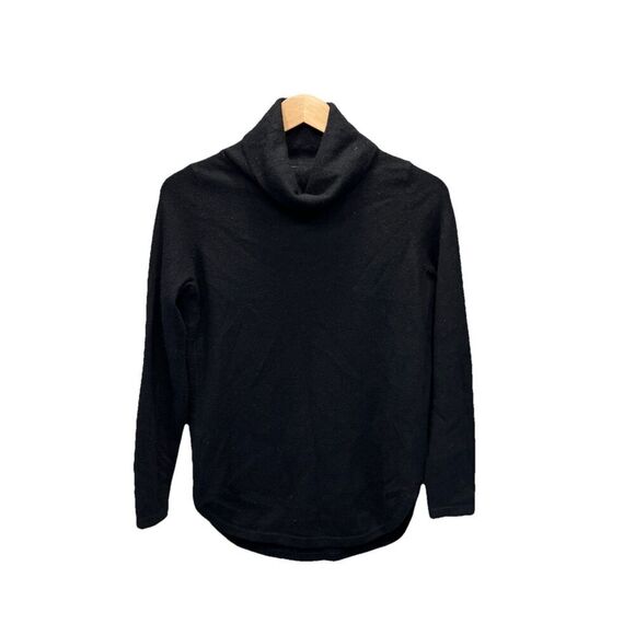Cynthia Rowley Cashmere Turtleneck Sweater Medium Black Capsule Boho round Hem - Picture 10 of 10
